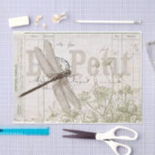 ドラゴンフライフランスのワイルドフラワーデコップページヴィンテージ 薄葉紙 (クラフト)