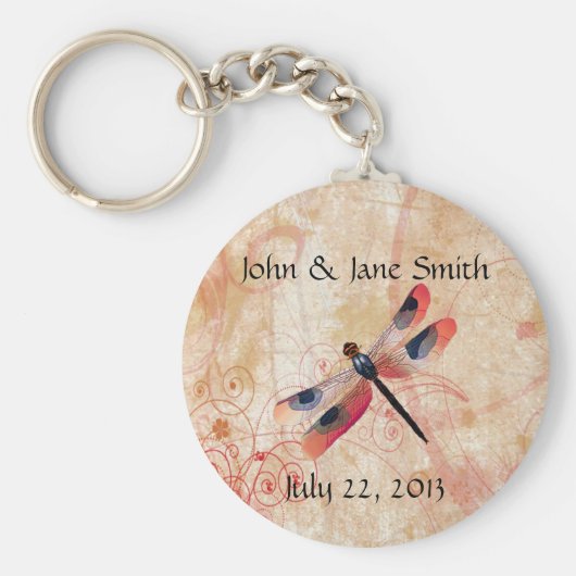 ドラゴンフライフローリッシュ結婚式の引き出物キーチェーン キーホルダー (正面)