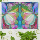 ドラゴンフライワイルドフラワーガーデン抽象芸術フローラ キッチンタオル (折り畳み)