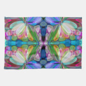 ドラゴンフライワイルドフラワーガーデン抽象芸術フローラ キッチンタオル (横)