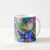 ドラゴンフライワイルドフラワーガーデン抽象芸術フローラ コーヒーマグカップ (正面右)