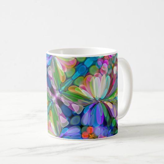 ドラゴンフライワイルドフラワーガーデン抽象芸術フローラ コーヒーマグカップ (正面右)