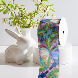 ドラゴンフライワイルドフラワーガーデン抽象芸術フローラ サテンリボン