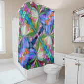 ドラゴンフライワイルドフラワーガーデン抽象芸術フローラ シャワーカーテン (インサイチュ)