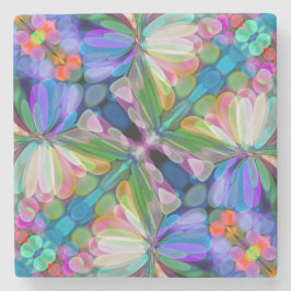 ドラゴンフライワイルドフラワーガーデン抽象芸術フローラ ストーンコースター