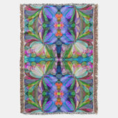 ドラゴンフライワイルドフラワーガーデン抽象芸術フローラ スローブランケット (正面縦)