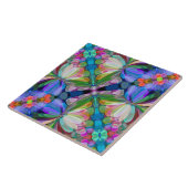 ドラゴンフライワイルドフラワーガーデン抽象芸術フローラ タイル (側面)