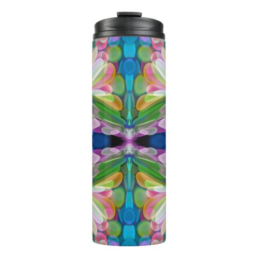 ドラゴンフライワイルドフラワーガーデン抽象芸術フローラ タンブラー (正面)