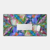 ドラゴンフライワイルドフラワーガーデン抽象芸術フローラ デスクマット (キーボード&マウス)