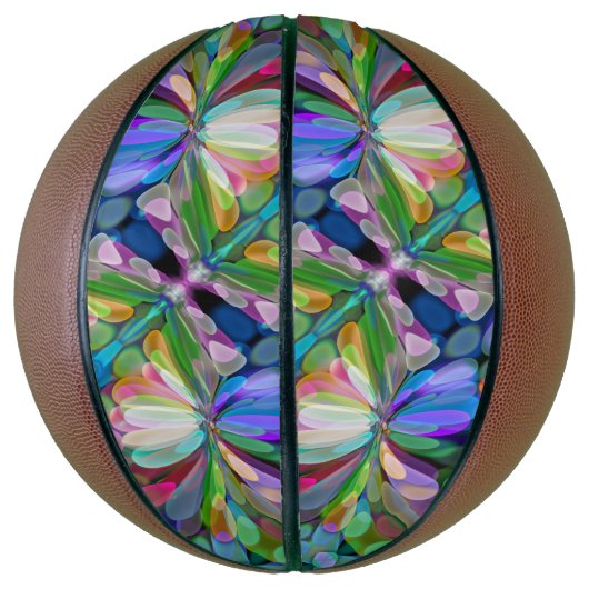 ドラゴンフライワイルドフラワーガーデン抽象芸術フローラ バスケットボール (縦)