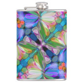 ドラゴンフライワイルドフラワーガーデン抽象芸術フローラ フラスク (正面)