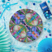 ドラゴンフライワイルドフラワーガーデン抽象芸術フローラ ペーパープレート (パーティー)