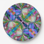 ドラゴンフライワイルドフラワーガーデン抽象芸術フローラ ペーパープレート (正面)