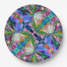 ドラゴンフライワイルドフラワーガーデン抽象芸術フローラ ペーパープレート