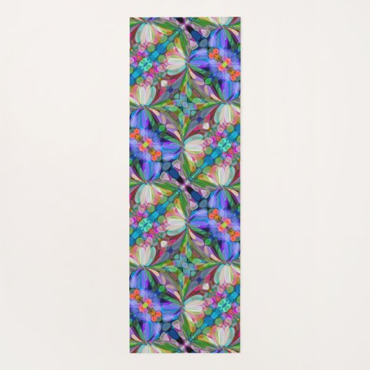 ドラゴンフライワイルドフラワーガーデン抽象芸術フローラ ヨガマット (裏面)