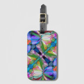 ドラゴンフライワイルドフラワーガーデン抽象芸術フローラ ラゲッジタグ (正面縦)