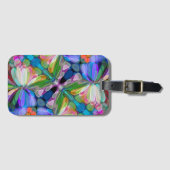 ドラゴンフライワイルドフラワーガーデン抽象芸術フローラ ラゲッジタグ (正面横)
