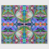 ドラゴンフライワイルドフラワーガーデン抽象芸術フローラ ラッピングペーパー (フラット)