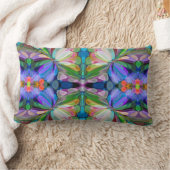 ドラゴンフライワイルドフラワーガーデン抽象芸術フローラ ランバークッション (ブランケット)