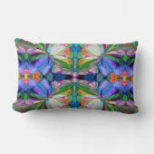 ドラゴンフライワイルドフラワーガーデン抽象芸術フローラ ランバークッション (正面)