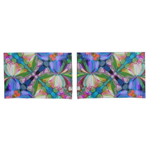 ドラゴンフライワイルドフラワーガーデン抽象芸術フローラ 枕カバー (フロントセット)