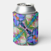 ドラゴンフライワイルドフラワーガーデン抽象芸術フローラ 缶クーラー (缶裏面)