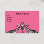 ドラゴンフライ女性ジュエルモノグラムグリーン、ブラックピンク 名刺 (正面)