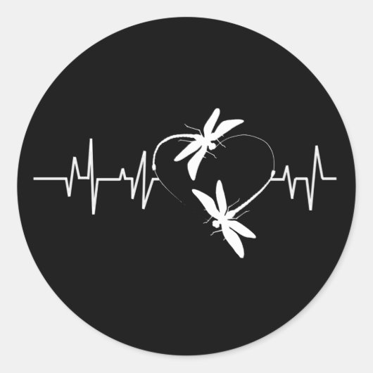 ドラゴンフライ愛好家ギフト|ドラゴンおもしろいフライ心拍 ラウンドシール (正面)