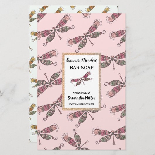 ドラゴンフライ手作り石鹸製品再生紙 便箋 (正面/裏面)