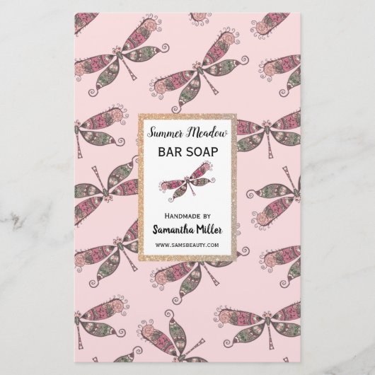 ドラゴンフライ手作り石鹸製品再生紙 便箋 (正面)