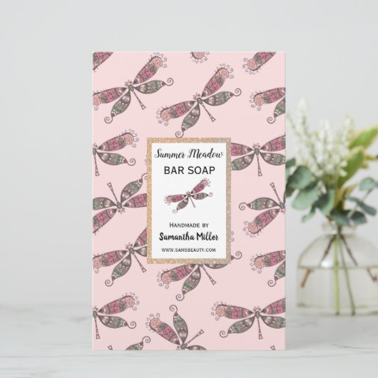 ドラゴンフライ手作り石鹸製品再生紙 便箋 (スタンド正面)