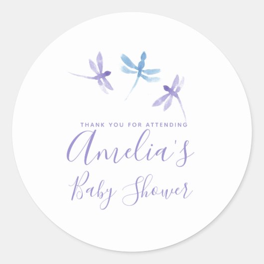 ドラゴンフライ手色彩の鮮やか赤ちゃんシャワー ラウンドシール (正面)