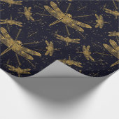 ドラゴンフライ暗色装飾模様 ラッピングペーパー (角)