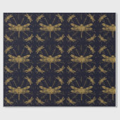 ドラゴンフライ暗色装飾模様 ラッピングペーパー (フラット)