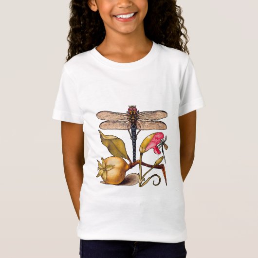 ドラゴンフライ植物自然野生生物Hoefnagelアート Tシャツ (正面)
