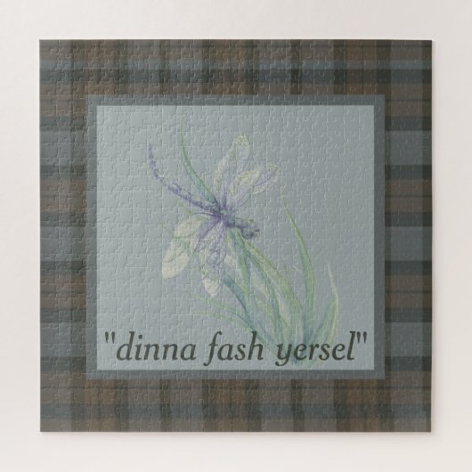 ドラゴンフライ水色フレーザークランタータンチェックプレイド ジグソーパズル (縦)