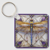 ドラゴンフライ真珠アメジスト金ゴールドマザーオブパール キーホルダー (正面)