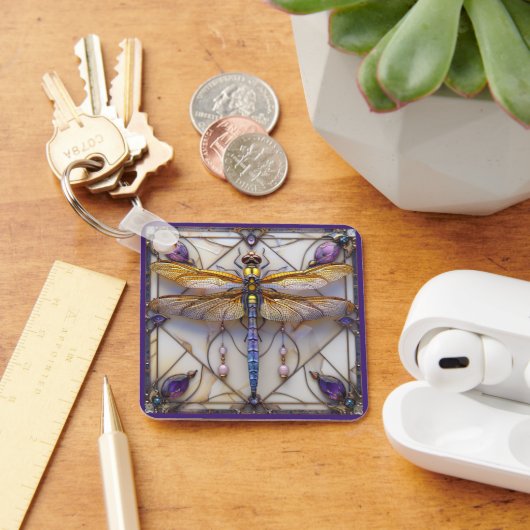 ドラゴンフライ真珠アメジスト金ゴールドマザーオブパール キーホルダー (デスク)