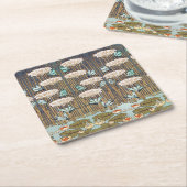ドラゴンフライ睡蓮マーシュアールヌーボー スクエアペーパーコースター (アングル)