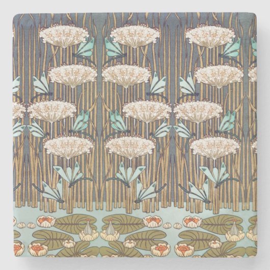 ドラゴンフライ睡蓮マーシュアールヌーボー ストーンコースター (正面)