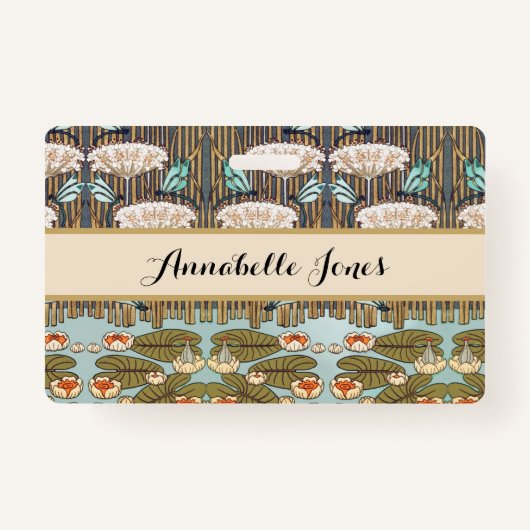 ドラゴンフライ睡蓮マーシュアールヌーボー バッジ (正面)