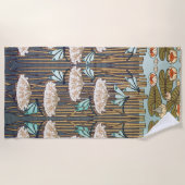 ドラゴンフライ睡蓮マーシュアールヌーボー ビーチタオル (正面)