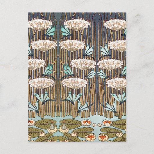 ドラゴンフライ睡蓮マーシュアールヌーボー ポストカード (正面)