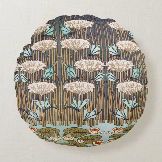 ドラゴンフライ睡蓮マーシュアールヌーボー ラウンドクッション (正面)