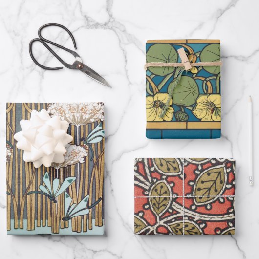 ドラゴンフライ睡蓮マーシュアールヌーボー ラッピングペーパーシート (正面)