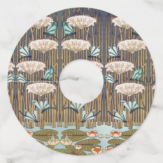 ドラゴンフライ睡蓮マーシュアールヌーボー ワイングラスタグ (正面)