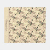 ドラゴンフライ素朴アートデザインパターン フリースブランケット (正面(横))