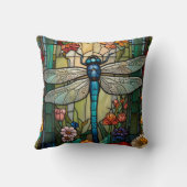ドラゴンフライ絵画アートのボタニカルボホシックな森 クッション (裏面)
