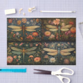 ドラゴンフライ花模様コラージュ1デコページ紙 薄葉紙 (クラフト)