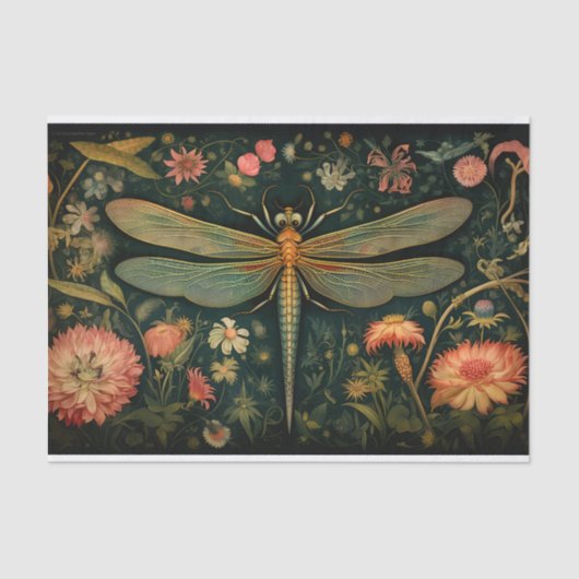 ドラゴンフライ花模様6デコページ紙 薄葉紙 (正面)